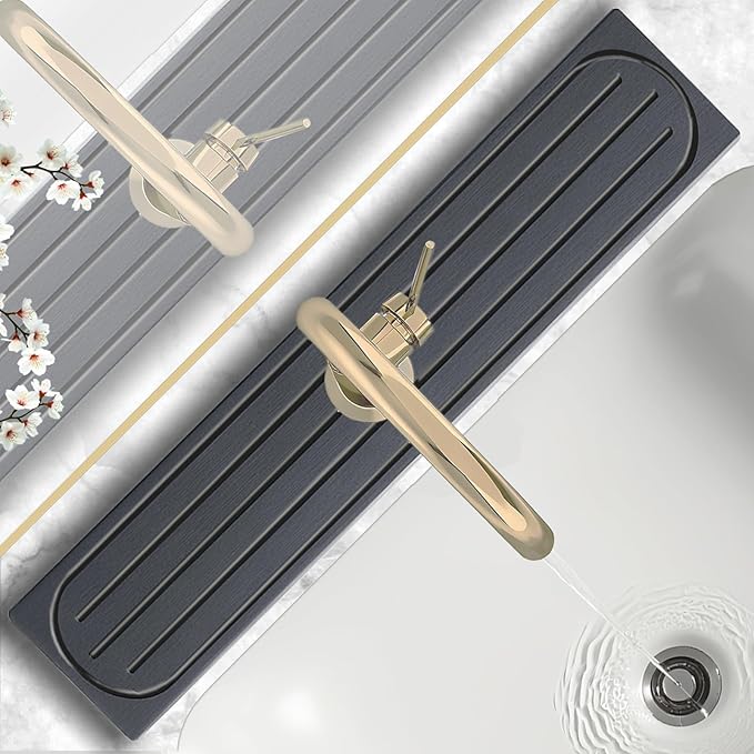 Stone Faucet Mat for Kitchen Sink with Raised Feet, Sink Mat for Kitchen Faucet, Water Absorbent Diatomite Stones Sinks Tray, Sink Splash Guard & Protectors, Stone Drying Tray for Bathroom Counter by Unknown