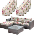 8pcs Single Seat Floral Print Outdoor Couch Cover, Waterproof Elastic Removable Half-Wrapped Sofa Seat Cushion, Suitable for Patio, Terrace, Garden Sofa Cushion by CALBODE