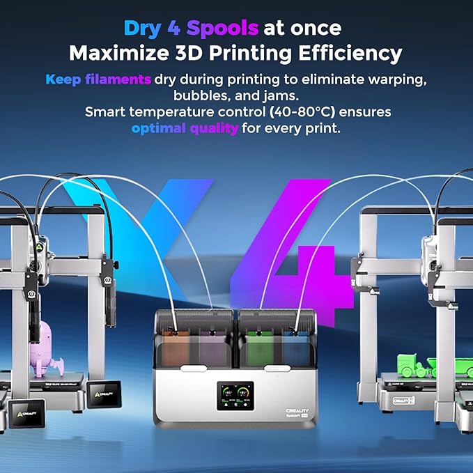 Creality Space Pi X4 Filament Dryer 4 Roll 3D Printer Dry Box with 110W PTC Heater 360° Rapid Heating LCD Touch Screen One-Key Operation PLA PETG ABS TPU Nylon Compatible - Image 2