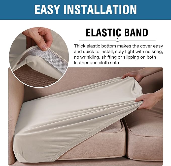 H.VERSAILTEX Velvet Stretch Couch Cushion Cover Plush Cushion Slipcover for Chair Cushion Furniture Protector Seat Cushion Sofa Cover (1 Piece Armchair Cushion Covers, French Oak) - Image 4