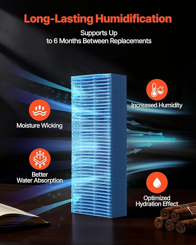 VEVOR Humidifier Replacement Filter, Single Pack Humidifying Pad for CM-50D/CM-80D Cigar Humidor Water Tanks, 3D Multi-Layer Honeycomb Mesh, Cigar Flavor Preservation, Cut-to-Fit for Your Humidor - Image 5