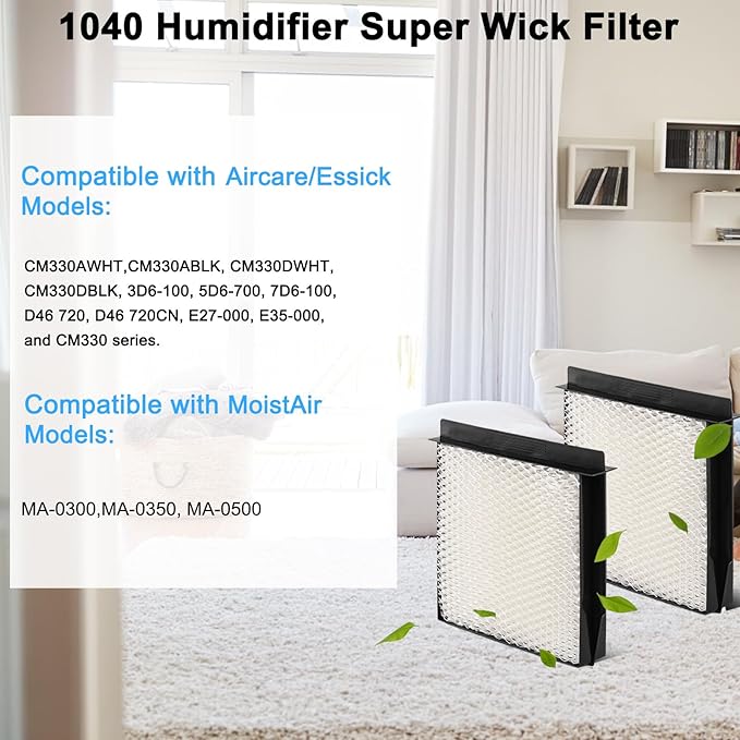 1040 Humidifier Super Wick Filter Compatible with Aircare Essick Bemis MoistAir Humidifier B40 B40-C 3D6-100 5D6-700 7D6-100 D46-720 E27-000 E35-000 CM330 B23-810 MA0300 MA-0500 (4 Pack) - Image 2