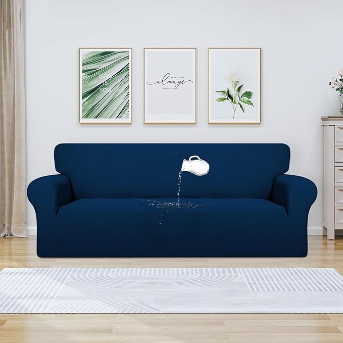 PureFit 100% Dual Waterproof Couch Cover Slipcovers for Couches and Sofas - Stretch Non Slip Fleece Sofa Covers Washable, Leakproof Furniture Protector for Kids, Pets, Dog (Sofa, Navy) - Image 2