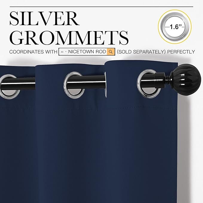 NICETOWN Navy Blackout Curtains 96" Long for Living Room, Thermal Insulated Window Treatment Light Reducing Room Darkening Drapes for Boys Kids Bedroom, Classroom, Apartment (55" W x 96” L, Set of 2) - Image 3