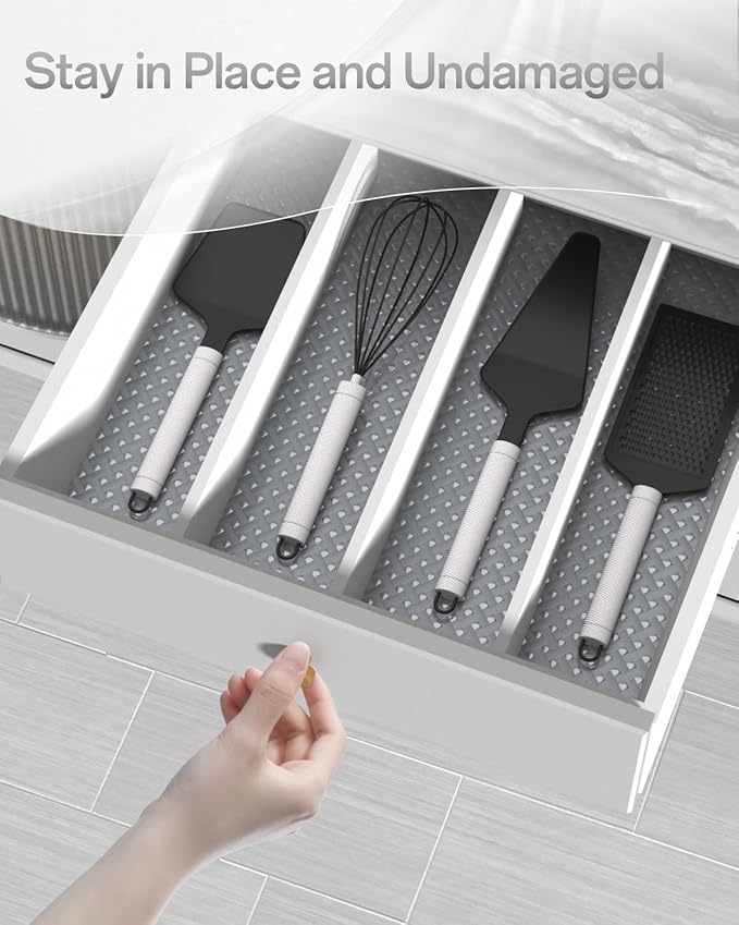 Shelf and Drawer Liner for Kitchen Cabinet, Non-Adhesive 24in x 360in Waterproof Contact Paper Refrigerator Liners Thickened Durable EVA Material Non Slip Mat for Dresser Cupboard Pantry Protector - Image 8