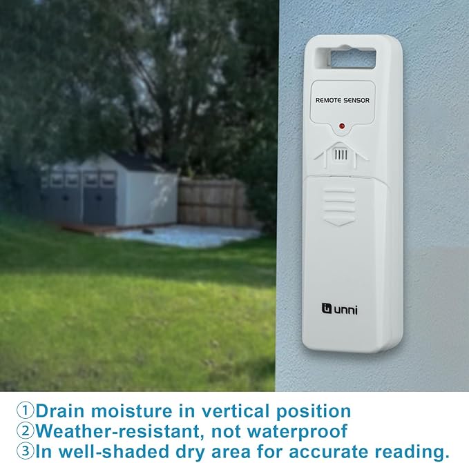 Indoor Outdoor Thermometer Hygrometer Wireless Weather Station, Temperature Humidity Monitor Battery Powered Inside Outside Thermometers with 330ft Range Remote Sensor(Blue) - Image 2