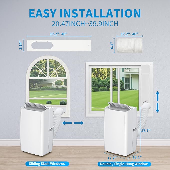 14K BTU Portable Air Conditioners, Cools up to 750 Sq. Ft 3-in-1 Movable AC for Room with Dehumidifier Fan Sleep Mode, 24H Timer, Remote Control, and Window Installation Kit Included - Image 6