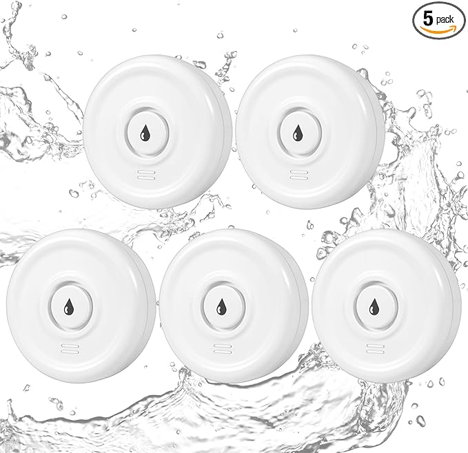 5 Pack Water Leak Detectors for Home, 100 dB Water Sensor Alarm Leak Detector for Basement, Bathroom, Kitchen, Home by DouevoTotalHomeSecurity