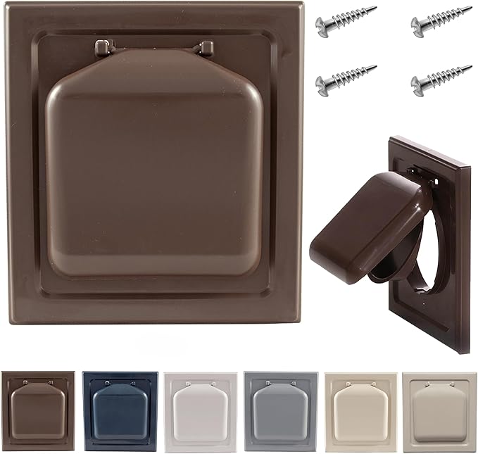 NO-PEST VENT, Exclusive Dual Door Dryer Vent Cover Outdoor 4 inch or Bathroom fan, Made in USA w Highest UV Resistant Plastic in any Outdoor Vent Cover (Brown, 4 inch With 12" Duct Tube) by No-PestVent