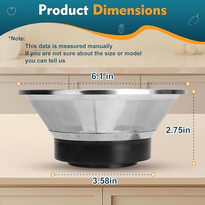 BR-1 Mesh Filter Basket Compatible with Models JE95XL, JE98XL, BJE200XL Juicers, SP0010662 Blender Basket Assembly - Ready to Use Mesh Bowl, Upgraded Titanium-coated Blades and Base - Image 3