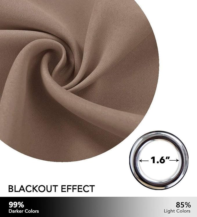 NICETOWN Room Darkening Curtain Blackout Drape Window Treatment Thermal Insulated Solid Grommet Blackout Curtain/Drape for Bedroom (1 Piece, 42 by 84 inch, Cappuccino) - Image 6