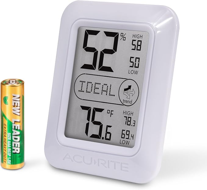 AcuRite Indoor Digital Thermometer & Hygrometer with Temperature and Humidity Gauge and Comfort Levels (01131M) , White by AcuRite