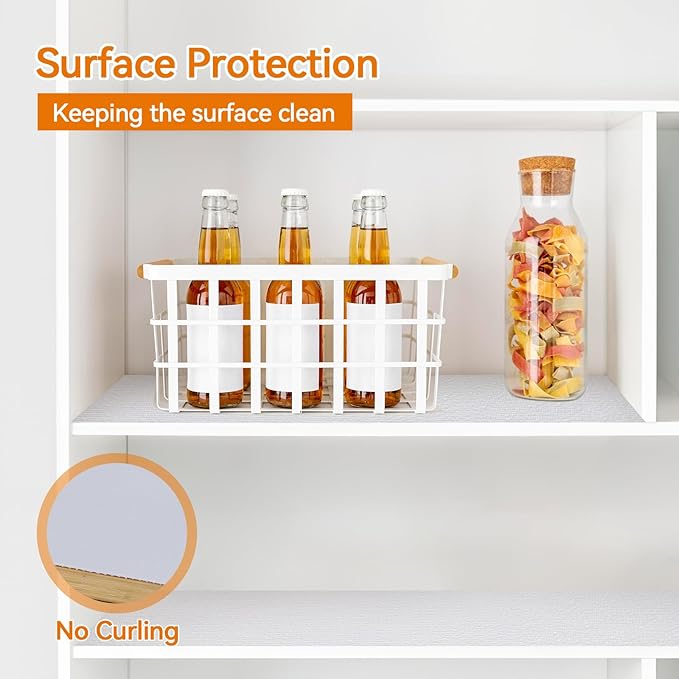 Shelf and Drawer Liner for Kitchen Cabinets Non-Adhesive, Strong Grip Non-Slip Thickened Cabinet Liners for Shelves, Waterproof Mats for Dresser Cupboard, White, 17 in x 20 Feet - Image 3