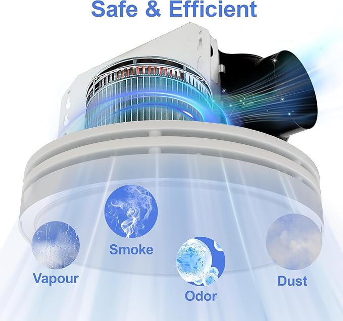 Akicon Bathroom Exhaust Fan with Light, 110CFM, 2.0 Sones for Ceiling, 1000lm Dimmable LED Light and 150lm Nightlight Dual Color Bathroom Vent Fan for Home, Round, White - Image 9
