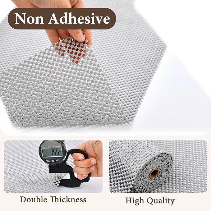 Drawer and Shelf Liner for Kitchen Cabinet: 23.6 in X 20 Ft Non Slip Waterproof Shelf Paper Non Adhesive Refrigerator Liners Light Gray Easy Liners for Bathroom - Image 6