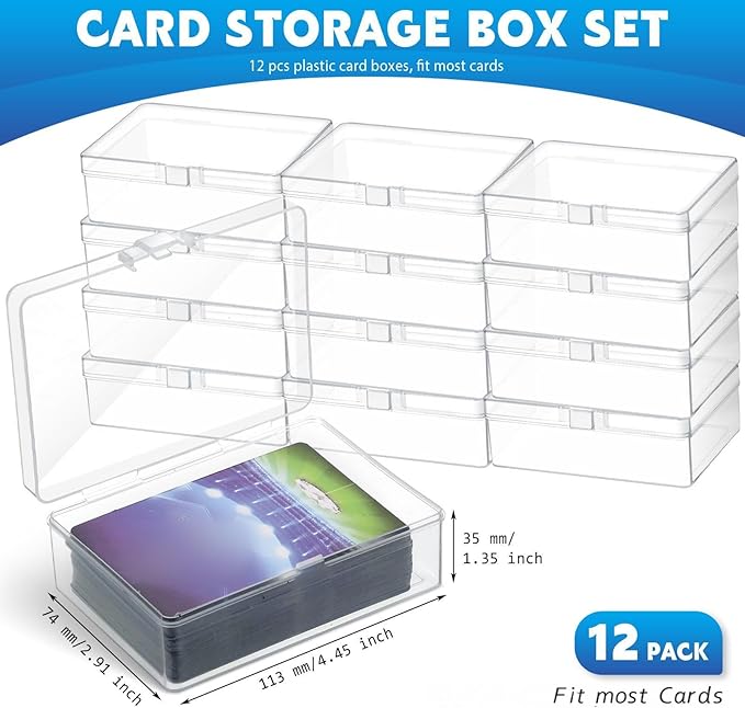 Vicenpal 12 Pcs Playing Card Boxes Clear Plastic Deck Cases Trading Card Storage Boxes Compatible with MTG TCG 100 Game Cases Holder 4.45 x 2.91 x 1.35 Inch - Image 2