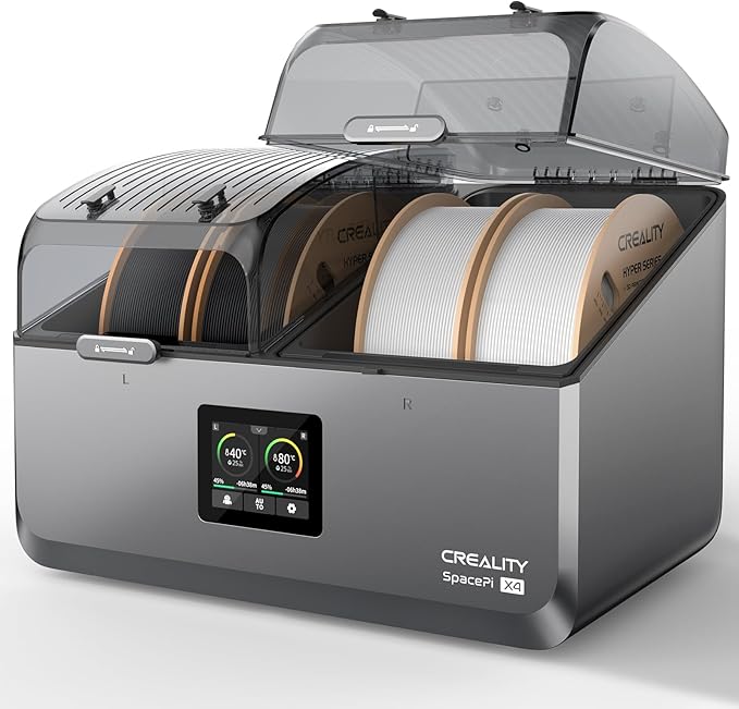Creality Filament Dryer 4 Spools,Space Pi X4 Filament Storage Box: Dual Independent Heating Chambers Up to 85℃, Auto Silent Power Saving Storage with 4kg Hyper PLA (Black/White) by Creality