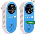 Plug-in Carbon Monoxide Detector with Real-Time CO Display & Temperature/Humidity Monitor, Plug-in CO Alarm for Home, RV, Apartment, Indoor Air Safety 2-Pack by Vzmcov