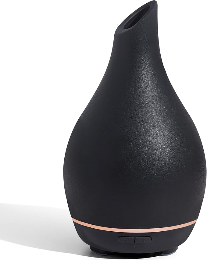 InnoGear Essential Oil Diffuser, 150ml Ceramic Diffuser Handcrafted Stone Aromatherapy Diffusers Ultrasonic Cool Mist Humidifier Vaporizer 2 Mist Modes Waterless for Home, Black Vase-Shaped Ceramic by InnoGear