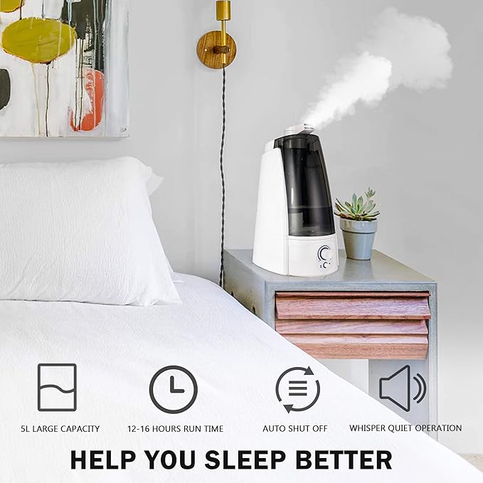 TRY & DO Plant Humidifier Indoor Double Nozzle Multi Air Humidifier with Negative Ion Mode 5L large Air Humidifier Baby Humidifiers for Nursery Auto Shut Off - Image 3
