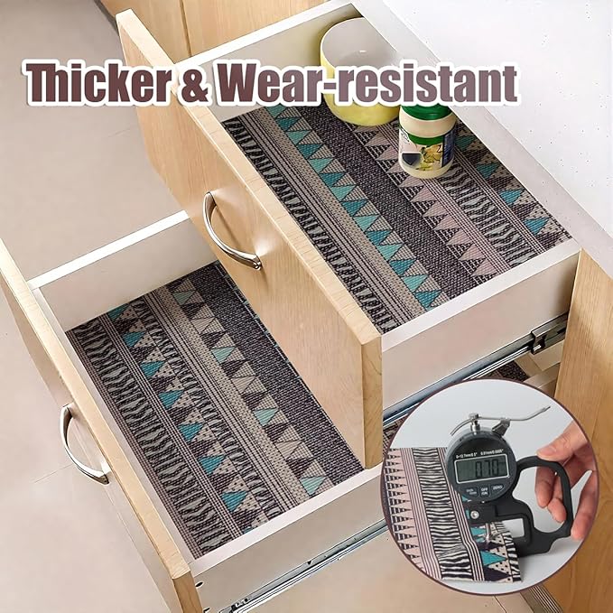 Tatyanna Drawer and Shelf Liner for Kitchen Cabinets Non Adhesive Drawer Liner Non Slip Cabinet Liner Boho Shelf Liners Strong Grip Dresser Cupboard Liner Waterproof Easy to Clean 12IN x 16.4FT - Image 4