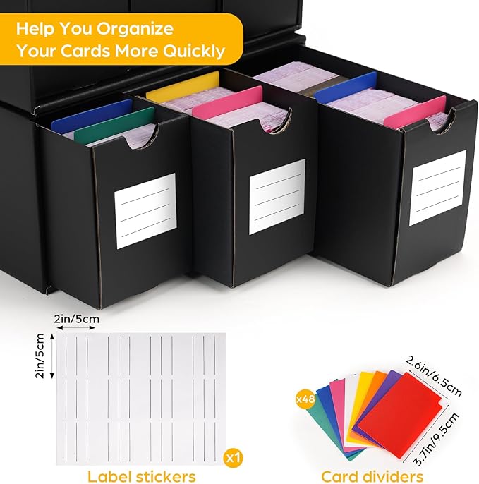 RLAVBL 12-600 CT Trading Card Storage Box with 48 Dividers, 12000+ Card Deck Box for MTG, TCG, PTCG, and Sports Cards Organizer - Image 4