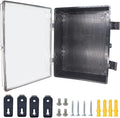 Junction Box, Hinged Black Clear Cover IP67 Waterproof ABS Project Box with Mounting Plate Electrical Box Enclosure with Wall Bracket 15.7 x 11.8 x 7.9inch(400x300x200mm) by Otdorpatio