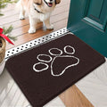 OLANLY Dog Door Mat for Muddy Paws 24x16, Paw Print Design, Absorbs Moisture and Dirt, Absorbent Non-Slip Washable Doormat, Quick Dry Chenille Mud Mat for Dogs, Entry Indoor Entryway Carpet, Brown by OLANLY