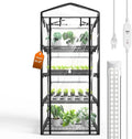 Bstrip Indoor Greenhouse with Grow Light, Mini Green House with 4 Pack 20W Full Spectrum Plant Lights with Timer, Plant Shelf with Tent for Indoor Plant, Seed Starting, Seed Tray, 27.2"x19.9"x61.8" by Bstrip