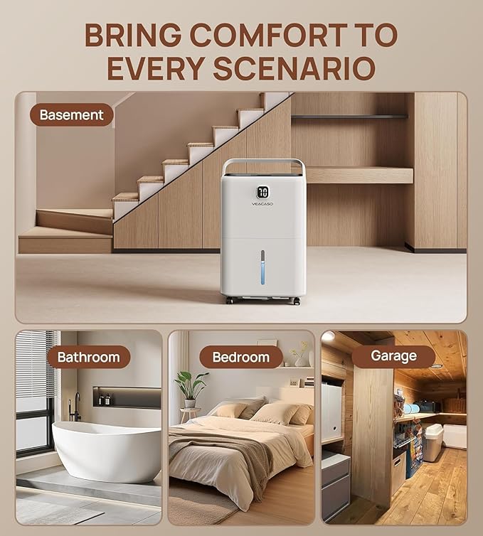 80 Pint Dehumidifier for Basement & Home up to 5500 sq.ft, Smart Humidity Control, Auto Defrost, Quiet Sleep Mode, Drain Hose Included, 3 Modes & 24H Timer - Image 6