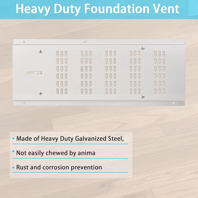 Foundation Vent Cover Crawl Space Vent Cover for Foundation Garage Attic Home Improvement,16"x6.5"Outdoor Crawl Space Air Wall Vent with Damper&Screen Reduce Moisture,Fit 16"x6"Rough Opening,6PK,White - Image 4