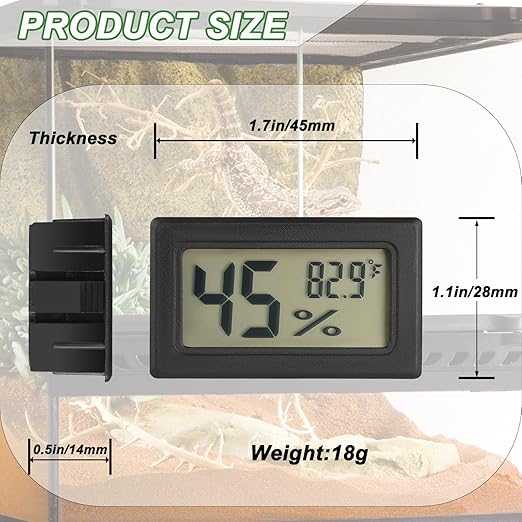 Reptile Thermometer and Humidity Gauge Digtal Terrarium Thermometer Rectangle Bearded Dragon Cage Accessories Reptile Temp and Humidity Gauge for Leopard Gecko Hermit Crab Gecko Lizard Etc 4pc - Image 2