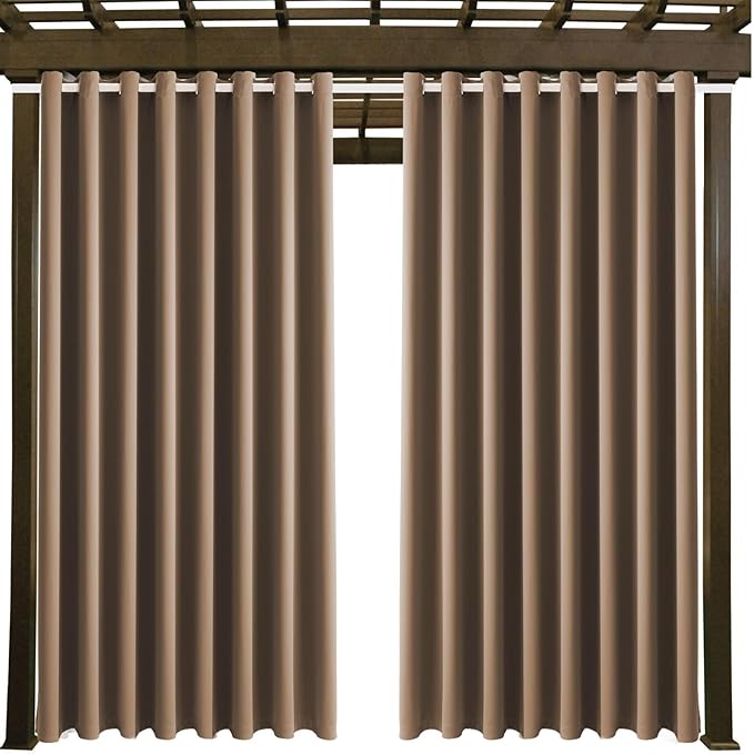 Waterproof Outdoor Curtain W105 x L95 - Grommet Top Sunlight Blocking Window Treatment Drapes Blackout Curtains for Home Bedroom Living Room Outdoor Patio Porch Pergola Cabana Gazebo (Camel Brown) - Image 9