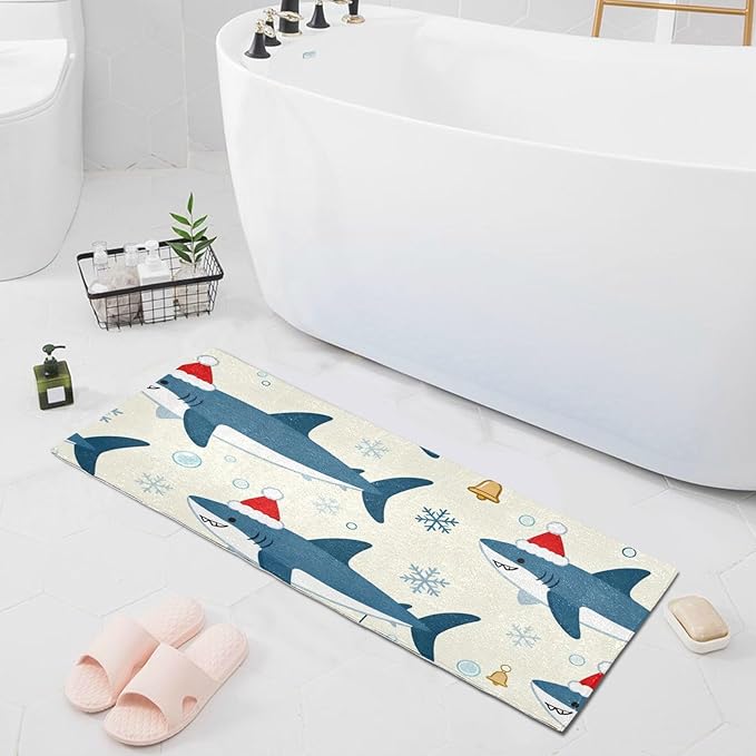 Merry Christmas Shark Beige decorative mat for kids anti-mold bathroom rugs non slip for foyer accessories 39x20in de alfombras para ba?o - Image 8