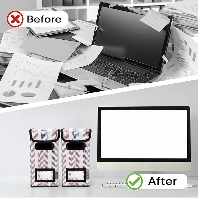 BALEINE File Organizer Box with Lid, Collapsible File Folder Organizer with Plastic Slide, Hanging File Folder Box for Office Document Storage (1 Pack, Color Stripe, S) - Image 7