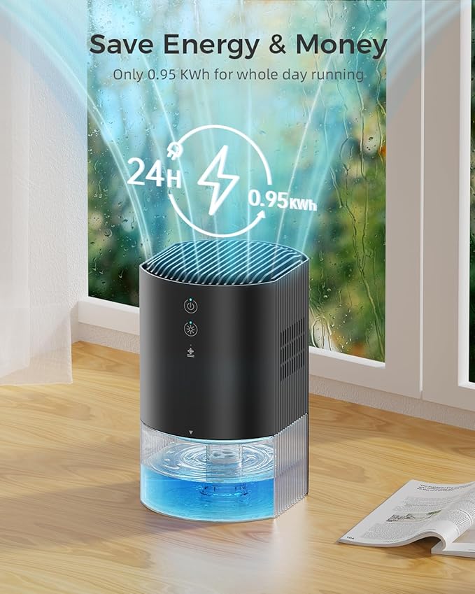 Small Dehumidifiers for Bathroom, Bedroom, Dorm Room, Home, RV, Closet, Wardrobe, Office, Portable Dehumidifier with Auto Shut Off, Auto Defrost, Colorful Light, Ultra Quiet, Energy Saving, 35 OZ - Image 4