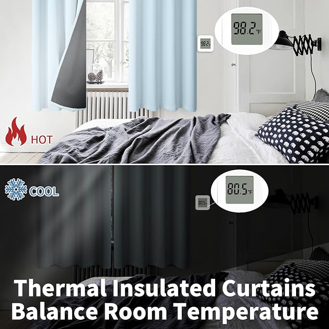 BGment Baby Blue 100% Blackout Curtains for Nursery Bedroom 72 Inch Length 2 Panels, Thermal Insulated Full Light Blocking Grommet Noise Cancelling Window Curtains for Kids Room, 42 Inch Wide Each - Image 4