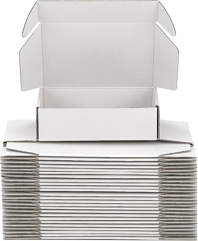 Small Shipping Boxes 8x6x4 Inch (25 Pack) - Sturdy White Corrugated Cardboard Boxes for Small Business, Ecommerce, Mailing & Packaging | Recyclable Gift & Storage Boxes by DUZCLI