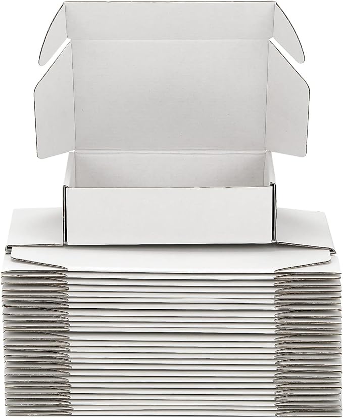 Small Shipping Boxes 9x9x3 Inch (25 Pack) - Sturdy White Corrugated Cardboard Boxes for Small Business, Ecommerce, Mailing & Packaging | Recyclable Gift & Storage Boxes by DUZCLI
