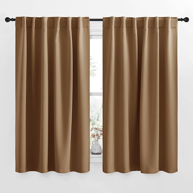 NICETOWN Blackout Curtain Panels for Living Room - (Gold Brown Color) 52x63 Inch, 2 Panels Set, Room Darkening Blackout Drapes for Window by NICETOWN
