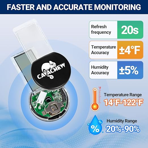 Magnetic Reptile Thermometer and Humidity Gauge, Digital Tank Thermometer Hygrometer with LCD Display, Habitat Temp Humidity Meter Accessories for Bearded Dragon, Snake, Hermit Crabs, Gecko - Image 2