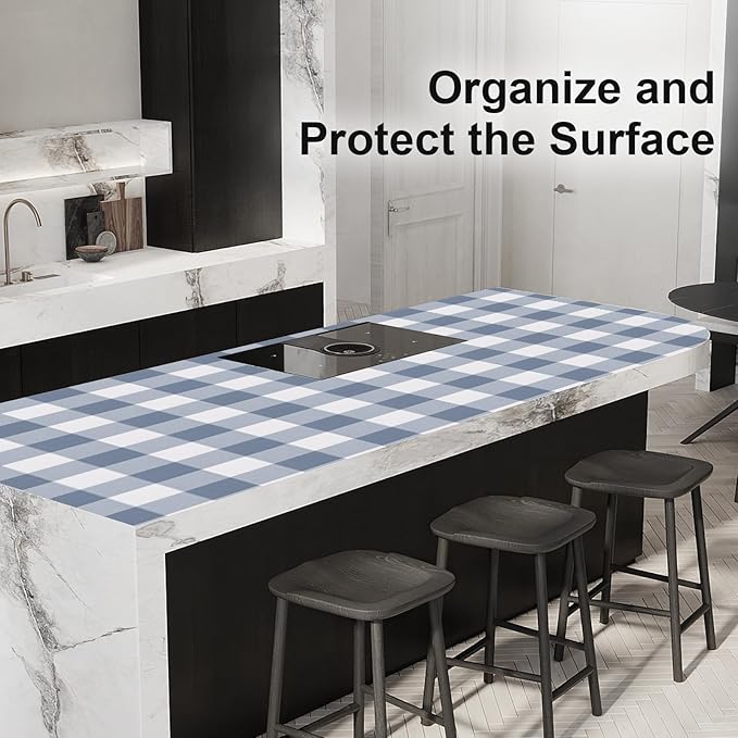 Shelf Drawer Liner for Kitchen Cabinets Non-Adhesive, 11.8In x 30FT Non-Slip Strong Grip Thickened Gingham Cabinet Liners for Shelves, Dresser, Cupboard, Pantry, Tool Box, Bathroom Drawers, Blue/White - Image 7