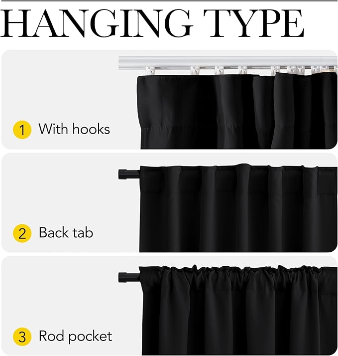 NICETOWN Doorway Curtain & Track Set, Blackout French Door Curtain with Smooth Track for Closet/Bay, Thermal Insulated Temporary Door for Living Room/Bedrrom Privacy, W 34 x L 80 in, Black, 1 Panel - Image 3