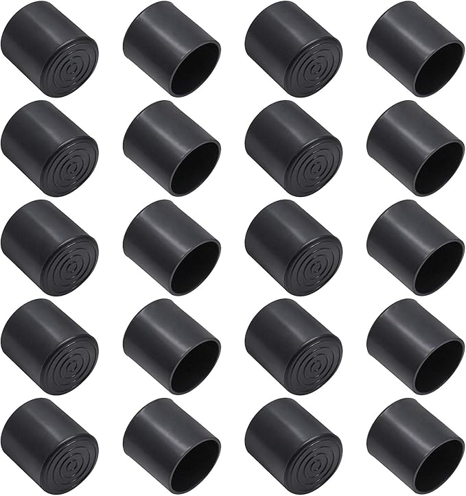 20Pcs Round Rubber Furniture Leg Caps 1-1/4"/32mm Vinyl Flexible Chair Leg Floor Protectors/Covers Plastic End Caps for Patio/Indoor Furniture Leg Caps Railing (Black) by Bonsicoky
