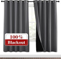 NICETOWN Grey Full Shade Curtain Panels, Pair of Energy Smart & Noise Blocking Out Blackout Drapes for Dining Room Window, Thermal Insulated Guest Room Lined Window Dressing(Gray, 70 x 72 inch) by NICETOWN