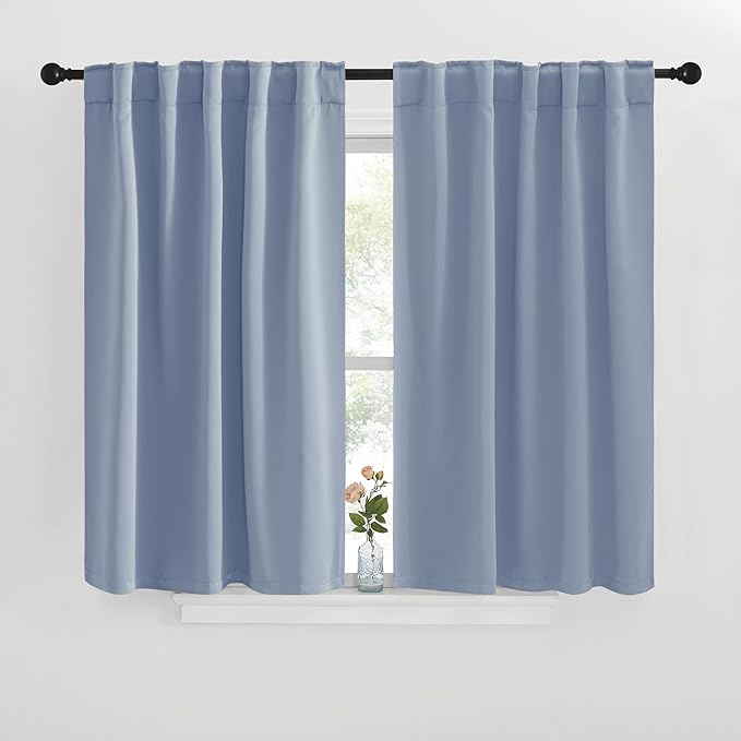 NICETOWN Blackout Window Curtains for Camper - (Vintage Blue Color) 42x40 Inch, 2 Panels Set, Thermal Insulated Room Darkening Blackout Drapes/Draperies with Rod Pocket & Back Tab for Loft by NICETOWN