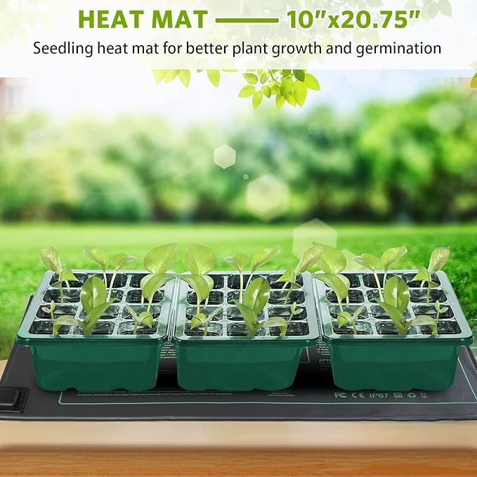 NAMOTEK Plant Heat Mat with 5 Set Seed Starter Tray & Humidity Domes, 60 Cell Trays Germination Station Cloning Kit - Image 5