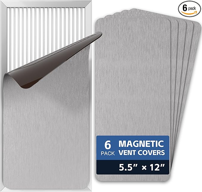 6 Pack Magnetic Vent Covers 5.5"x12", Magnet Cover for Home Floor Wall Ceiling RV Registers Air Vent Decoration Covers Magnetic Sheets by KLOLKUTTA