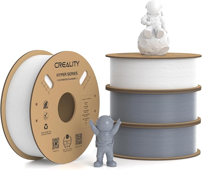 Creality Hyper PLA Filament 1.75mm, 30-600mm/s High Speed 3D Printer Filament, Dimensional Accuracy +/-0.02mm, Fit Most FDM 3D Printers, 4 Pack 1kg Spool(2.2lbs), White & Grey by Creality