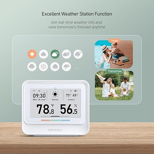 INKBIRD WiFi Thermometer Hygrometer, Temperature and Humidity Sensor with Weather Station, 9-in-1 IBS-TH5 with Electronic Ink Display, 2 Years Free Data Storage Export, Remote Monitor for Room - Image 6